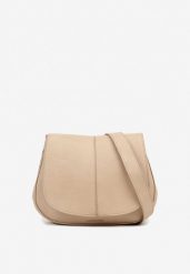 Ciemnobeżowa Dwukomorowa Torebka z Ozdobną Klapą Galairia. Brązowe torby na ramię damskie Born2be, bez wzorów, z jeansu, eleganckie, bez dodatków. Za 139.99 zł.