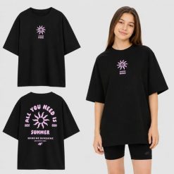 T-SHIRT DZIEWCZĘCY 4F SPORTOWY KOSZULKA Z. Czarne t-shirty i topy dla dziewczynek 4f, bez wzorów, z bawełny, bez ramiączek. Za 59.99 zł.