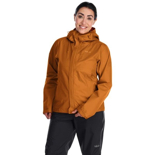 Kurtka przeciwdeszczowa damska Rab Downpour Eco Jacket z kapturem. Żółte kurtki damskie RAB, bez wzorów, z kapturem. Za 439.99 zł.