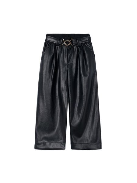 Mayoral Spodnie z imitacji skóry 4574 Czarny Regular Fit. Czarne spodnie materiałowe dla dziewczynek Mayoral, bez wzorów, z materiału. Za 149.99 zł.
