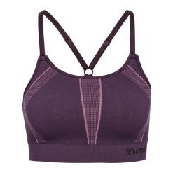 Braletka damska Hummel hmlMT. Czerwone koszulki sportowe damskie Hummel, bez wzorów, sportowe, bez kołnierzyka. Za 161.50 zł.