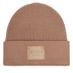 Czapka Guess. Brązowe czapki i kapelusze damskie Guess, na zimę, z aplikacjami. Za 154.99 zł.