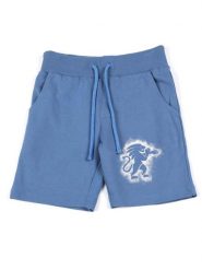 Spodenki sportowe dla chłopców Leone Tie Dye. Niebieskie szorty dla chłopców LEONE 1947 APPAREL, bez wzorów, z dresówki, sportowe. Za 42.06 zł.