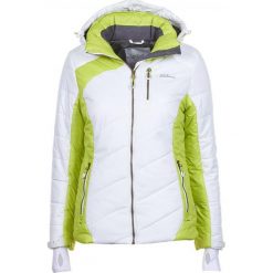 Kurtka narciarska w kolorze białym. Białe kurtki snowboardowe damskie Peak Mountain, z materiału. W wyprzedaży za 243.95 zł.