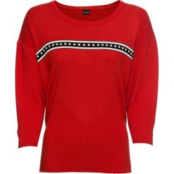Sweter z perełkami bonprix czerwony. Swetry damskie bonprix. Za 49.99 zł.