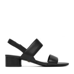 Sandały GINO ROSSI. Czarne sandały damskie Gino Rossi, bez wzorów, bez obcasa, na słupku, bez zapięcia. Za 299.99 zł.