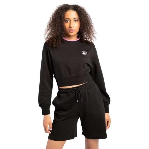 Bluza dresowa damska Puma SWxP Crew. Czarne bluzy damskie Puma, xs, bez wzorów, z bawełny, bez kaptura. Za 269.00 zł.