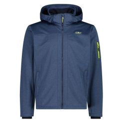 Kurtka turystyczna z kapturem CMP. Niebieskie kurtki sportowe męskie CMP, na wiosnę, bez wzorów, z softshellu, trekkingowe. Za 371.50 zł.