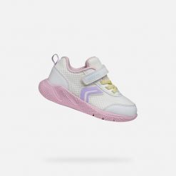 Buty GEOX B SPRINTYE GIRL Biały. Białe obuwie sportowe damskie Geox, bez wzorów, z syntetyku, na fitness i siłownię. Za 144.99 zł.