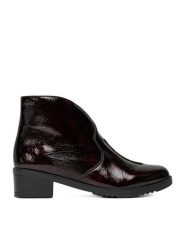 Rieker Botki Y0553-35 Bordowy. Czerwone botki damskie Rieker, z materiału, bez obcasa, na słupku, bez zapięcia. Za 349.99 zł.