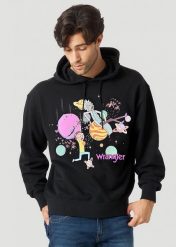MĘSKA BLUZA WRANGLER RICK&MORTY HOODIE BLACK W6R2HN100 112144804. Czarne bluzy męskie Wrangler, l, bez wzorów, z kapturem. Za 159.99 zł.