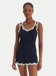 Tommy Hilfiger Piżama UW0UW06215 Granatowy Regular Fit. Niebieskie piżamy damskie Tommy Hilfiger, xl, bez wzorów, z bawełny, bez ramiączek. Za 299.99 zł.