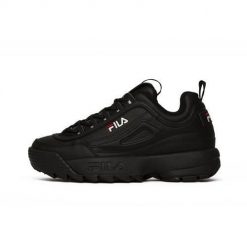 Buty do chodzenia damskie Fila Wmn Disruptor Low. Czarne obuwie sportowe damskie Fila, bez wzorów, z materiału, trekkingowe. Za 329.00 zł.