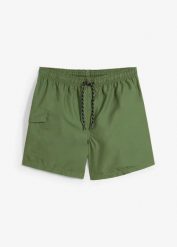 Szorty kąpielowe męskie z kieszeniami cargo. Zielone kąpielówki męskie bonprix, m, bez wzorów. Za 54.99 zł.