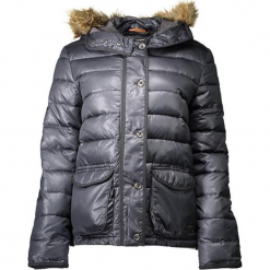 Kurtka w kolorze szarym. Szare kurtki damskie Just Cavalli, Calvin Klein, Lee, na zimę. W wyprzedaży za 399.95 zł.