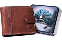 Portfel skórzany Peterson PTN N008L-PCA brązowy. Brązowe portfele męskie Peterson, bez wzorów, ze skóry. Za 101.99 zł.