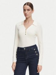 Morgan Sweter 252-MBANOU Kremowy Slim Fit. Białe swetry damskie Morgan, xl, bez wzorów, z wiskozy, bez kołnierzyka, bez ramiączek, bez kaptura. Za 189.99 zł.
