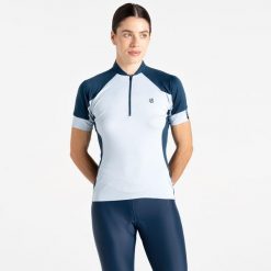Koszulka rowerowa damska Flutter. Niebieskie koszulki sportowe damskie Dare 2b, l, bez wzorów, bez kołnierzyka, bez ramiączek, na fitness i siłownię. Za 184.00 zł.