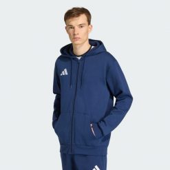 Bluza z kapturem i suwakiem na całej długości Entrada26. Białe bluzy męskie Adidas, m, bez wzorów, z bawełny, z kapturem. Za 146.99 zł.
