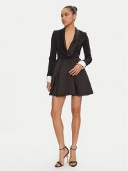 Elisabetta Franchi Sukienka koktajlowa AB-710-47E2-V560 Czarny Regular Fit. Czarne sukienki damskie Elisabetta Franchi, bez wzorów, z syntetyku, wizytowe, bez kołnierzyka, bez ramiączek. Za 2,119.00 zł.