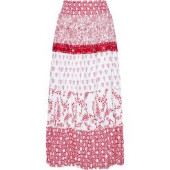 Spódnica z falban z nadrukiem bonprix czerwień granatu - biały z nadrukiem. Spódnice damskie marki bonprix. Za 54.99 zł.
