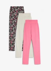 Legginsy z elastycznej mieszanki bawełny organicznej (3 pary). Szare legginsy dla dziewczynek bonprix, bez wzorów, z bawełny. Za 109.99 zł.