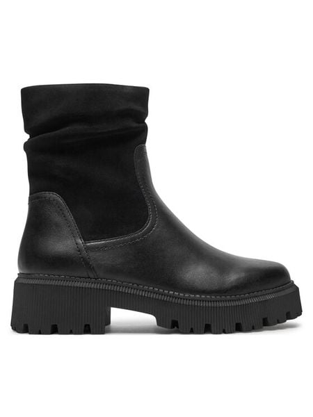 Caprice Botki 9-26439-43 Czarny. Czarne botki damskie Caprice, ze skóry, bez obcasa, na płaskiej podeszwie, bez zapięcia. Za 493.99 zł.