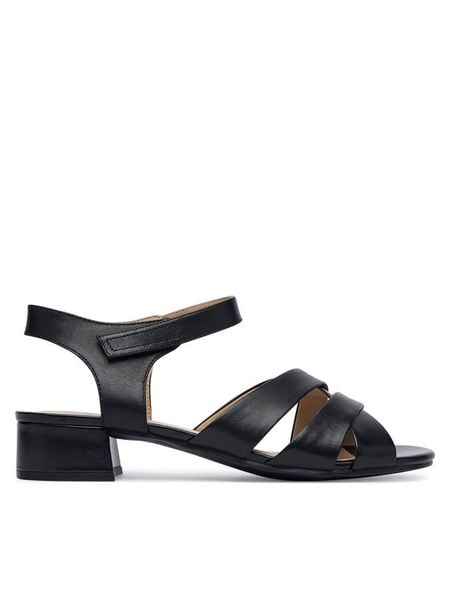 Caprice Sandały 9-28201-46 Czarny. Czarne sandały damskie Caprice, bez wzorów, ze skóry, bez obcasa, na słupku, bez zapięcia. Za 229.99 zł.