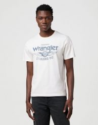 MESKA KOSZULKA WRANGLER AMERICANA TEE WORN WHITE 112371417. Białe t-shirty męskie Wrangler, xl, bez wzorów, bez kołnierzyka. Za 79.99 zł.