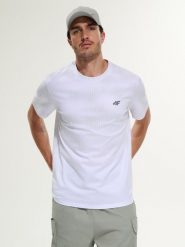 4F T-shirt regular z nadrukiem męski - biały XXL. Białe t-shirty męskie 4f, m, bez wzorów, z bawełny, klasyczne, bez kołnierzyka. Za 89.99 zł.