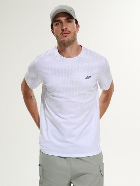 4F T-shirt regular z nadrukiem męski - biały XXL. Białe t-shirty męskie 4f, m, bez wzorów, z bawełny, klasyczne, bez kołnierzyka. Za 89.99 zł.