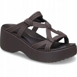 Crocs Damskie Sandały Brooklyn Knot Sky Sandal. Brązowe sandały damskie Crocs, bez wzorów, z materiału, bez obcasa, bez zapięcia. Za 299.99 zł.