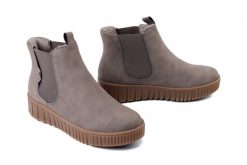 RIEKER Y6150-42 grey, botki damskie. Szare botki damskie Rieker, bez obcasa, bez zapięcia. Za 369.90 zł.