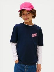 Tommy Hilfiger T-Shirt Neon Graphic KB0KB09849 Granatowy Regular Fit. Niebieskie t-shirty dla chłopców Tommy Hilfiger, bez wzorów, z bawełny, bez ramiączek. Za 69.99 zł.