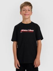 4F T-shirt regular z nadrukiem chłopięcy - czarny 128 (7-8 lat). Czarne t-shirty dla chłopców 4f, bez wzorów, bez ramiączek. Za 39.99 zł.