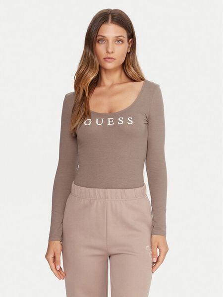 Guess Body O5RM08 KBBU1 Beżowy Regular Fit. Brązowe bluzki damskie Guess, l, z aplikacjami, bez kołnierzyka, bez ramiączek. Za 214.99 zł.