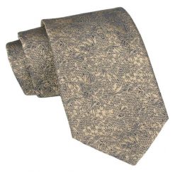 Klasyczny Krawat Męski - ALTIES - Beżowy w Drobny Wzór Kwiatowy. Brązowe krawaty i muchy Alties, bez wzorów, z tkaniny, eleganckie. Za 49.00 zł.