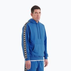 Bluza męska Pitbull Tape Nugget Hooded Sweatshirt. Niebieskie bluzy sportowe męskie PITBULL, l, bez wzorów, z bawełny, bez kaptura, na fitness i siłownię. Za 189.99 zł.