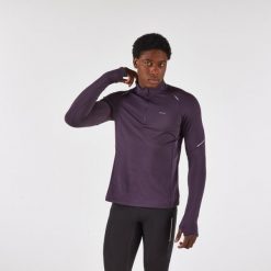 Bluza do biegania męska Kiprun Run 500 Warm ocieplana. Fioletowe bluzy męskie KIPRUN, m, bez wzorów, z elastanu, bez kaptura. Za 109.99 zł.
