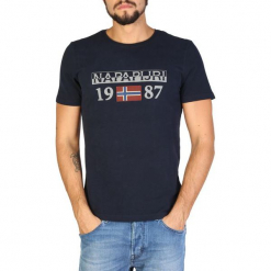 Napapijri T-Shirt Męski Xl Ciemny Niebieski. Niebieskie t-shirty męskie Napapijri, z klasycznym kołnierzykiem. Za 189.00 zł.