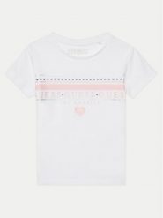 Guess T-Shirt K5GI00 K6YW4 Biały Regular Fit. Białe t-shirty i topy dla dziewczynek Guess, z aplikacjami, z bawełny, bez ramiączek. Za 49.99 zł.