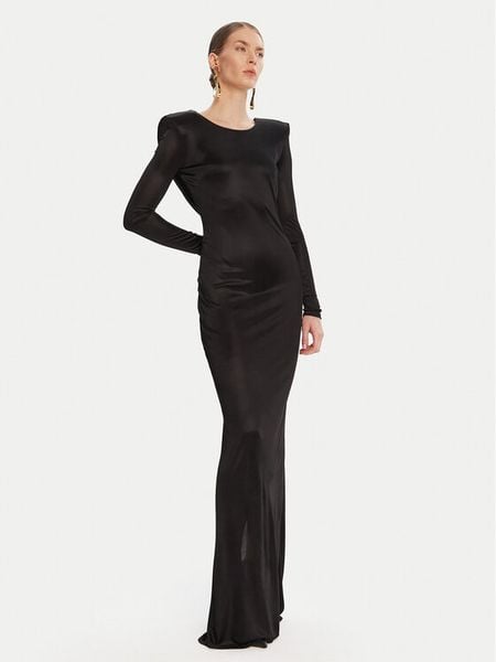 Elisabetta Franchi Sukienka wieczorowa AB-R10-56E2-V690 Czarny Regular Fit. Czarne sukienki damskie Elisabetta Franchi, bez wzorów, z wiskozy, wizytowe, bez kołnierzyka, bez ramiączek. Za 2,889.00 zł.