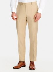 PAKO LORENTE - Beżowe spodnie garniturowe z wełny. Brązowe eleganckie spodnie męskie Pako Lorente, m, bez wzorów, z wełny. Za 799.99 zł.