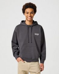 WRANGLER MĘSKA BLUZA HOODIE FADED BLACK 112357324 W6M9013642. Czarne bluzy męskie Wrangler, m, bez wzorów, bez kaptura. Za 199.99 zł.