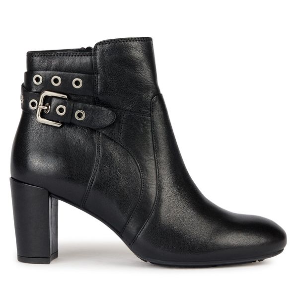 Botki Geox. Czarne botki damskie Geox, bez obcasa, na słupku, bez zapięcia. Za 479.99 zł.