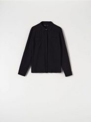 Koszula z wiskozy - czarny. Czarne koszule damskie Sinsay, l, bez wzorów, z wiskozy, eleganckie, bez kołnierzyka, bez ramiączek. Za 29.99 zł.