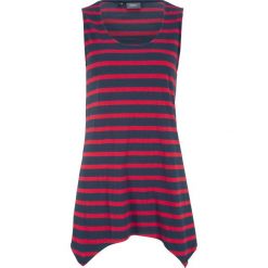 Shirt z dłuższymi bokami z kreszowanego materiału bonprix ciemnoniebiesko-czerwony w paski. Bluzki damskie marki bonprix. Za 54.99 zł.