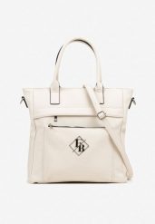 Beżowa Torebka Typu Shopper z Paskiem Crossbody Zdobiona Aplikacją Idaniela. Brązowe torby na ramię damskie Renee, z aplikacjami, z jeansu, eleganckie, na ramię, zdobione, bez dodatków. Za 109.99 zł.