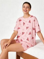 Piżama dwuczęściowa w ćmy - różowy. Czerwone piżamy damskie Sinsay, l, bez wzorów, bez ramiączek. Za 39.99 zł.