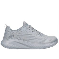 Buty do chodzenia damskie Skechers Bobs Squad Chaos Face Off. Szare obuwie sportowe damskie Skechers, bez wzorów, z materiału, trekkingowe, Skechers Sport. Za 390.00 zł.
